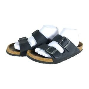 BIRKENSTOCK Arizona US9 Dark Gray Nubuck SoftFB 2 Straps Slide Sandals Shoes